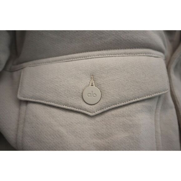 Alo W4380R Men's Sz M Bone/Beige French Terry Ease Trucker Jacket - Picture 6 of 11